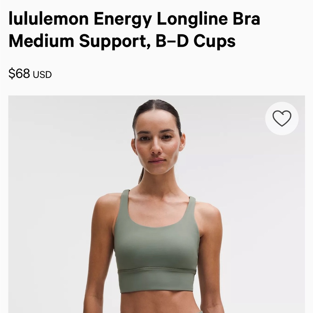New with tags, Lululemon Energy Longline Bra in Pale Pink